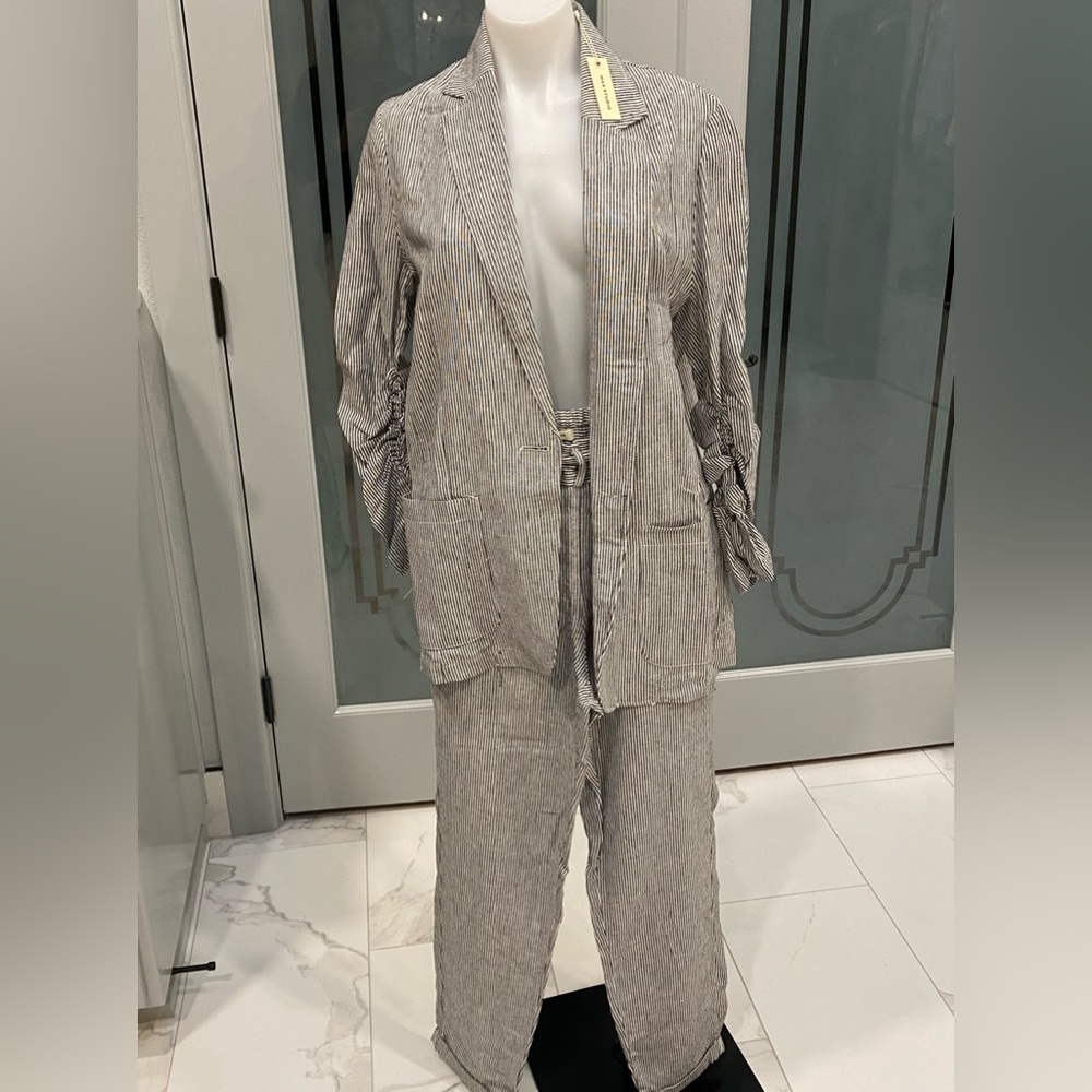 Linen suit , pin stripe, max studio , NWT